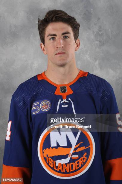 Cole Bardreau of the New York Islanders poses for his official headshot for the 2022-23 season on September 21, 2022 at the Northwell Health Ice...