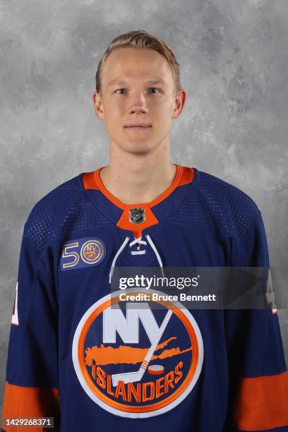 Nikita Soshnikov of the New York Islanders poses for his official headshot for the 2022-23 season on September 21, 2022 at the Northwell Health Ice...