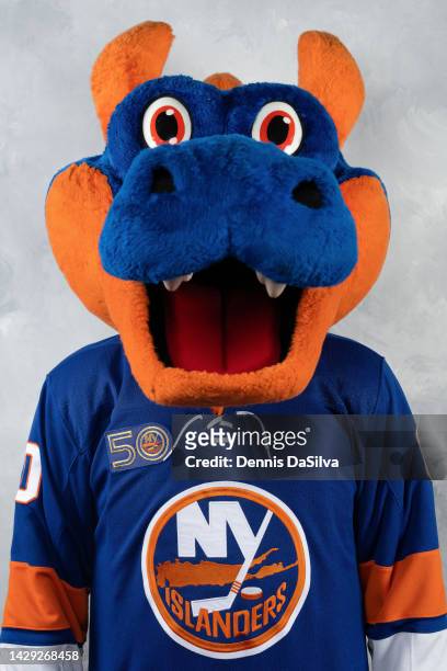 Sparky the Dragon of the New York Islanders poses for his official headshot for the 2022-2023 season on September 14, 2022 at the Northwell Health...