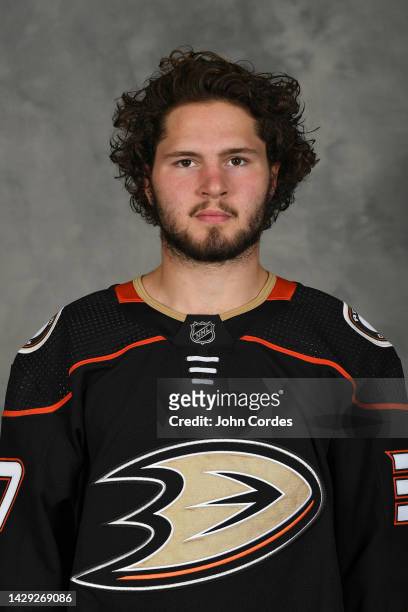 Mason McTavish of the Anaheim Ducks poses for his official headshot for the 2022-2023 season on September 20, 2022 at Great Park Ice in Irvine,...