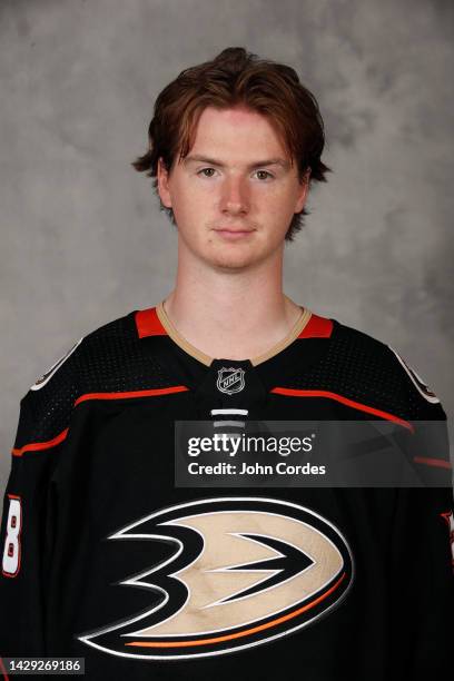 Drew Helleson of the Anaheim Ducks poses for his official headshot for the 2022-2023 season on July 15, 2022 at Great Park Ice in Irvine, California.