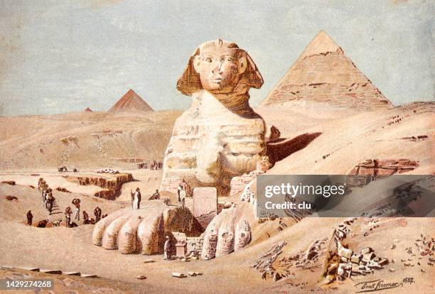 stockillustraties, clipart, cartoons en iconen met excavation of the sphinx - archeologie