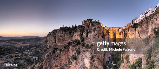 ponte nuovo bridge and ronda village - ronda stock-fotos und bilder