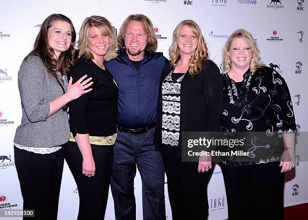 Robyn Brown, Meri Brown, Kody Brown, Christine Brown and Janelle Brown from "Sister Wives" arrive at the grand opening of Mike Tyson's one-man show...