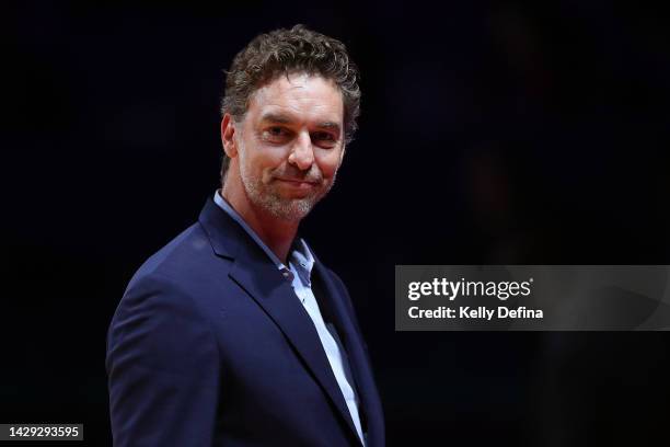 Pau Gasol looks on during the 2022 FIBA Women's Basketball World Cup Final match between USA and China at Sydney Superdome, on October 01 in Sydney,...