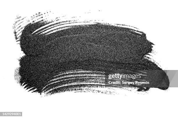 black brushstroke against white background - coup de pinceau photos et images de collection