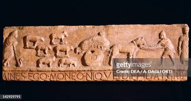 Relief depicting scene of transhumance from Sulmona. Roman Civilisation, 1st Century. Rome, Museo Della Civiltà Romana