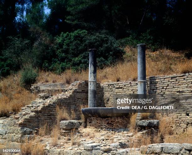 Nymphaeum, or exedra of Herodes Atticus, inside the altis in Olympia, Greece. Greek civilization, 2nd Century.