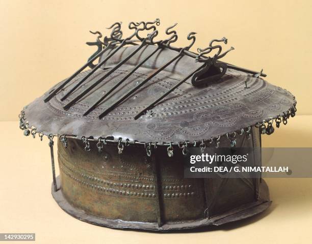 Bronze urn shaped like a hut, from Vulci . Etruscan civilization, 7th Century BC. Rome, Museo Nazionale Etrusco Di Villa Giulia