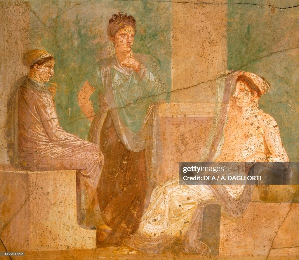 Fresco depicting a group of Roman ladies in conversation, from the... News Photo - Getty Images