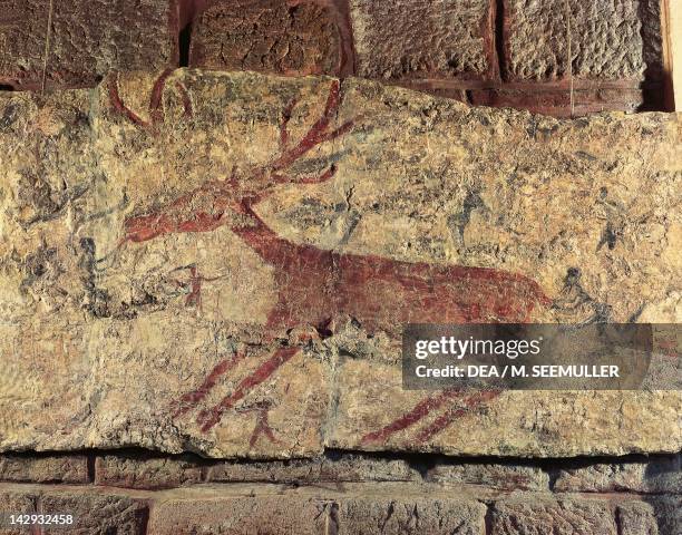 Mural depicting a deer. Sanctuary of Catal Hoyuk or Catalhuyuk, Turkey, 6th Millennium BC. Ankara, Anadolu Medeniyetler Muzesi