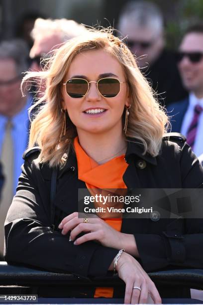 Australian swimmer, Ariarne Titmus is seen during Turnbull Stakes Day at Flemington Racecourse on October 01, 2022 in Melbourne, Australia.