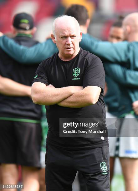 London Irish Director of Rugby Declan Kidney looks on during the Gallagher Premiership Rugby match between London Irish and Bath Rugby at Community...