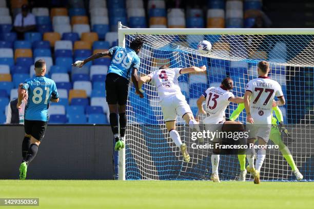 Andre Zambo Anguissa of SSC Napoli scores the first goal for his team during the Serie A match between SSC Napoli and Torino FC at Stadio Diego...