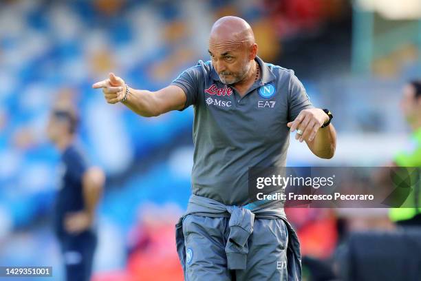 Luciano Spalletti SSC Napoli coach reacts during the Serie A match between SSC Napoli and Torino FC at Stadio Diego Armando Maradona on October 01,...