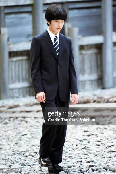 Prince Hisahito visits Ise Jingu Shrine on October 1, 2022 in Ise, Mie, Japan.