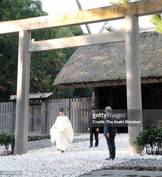 Prince Hisahito visits Ise Jingu Shrine on October 1, 2022 in Ise, Mie, Japan.