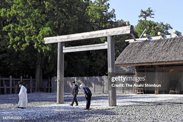 Prince Hisahito visits Ise Jingu Shrine on October 1, 2022 in Ise, Mie, Japan.