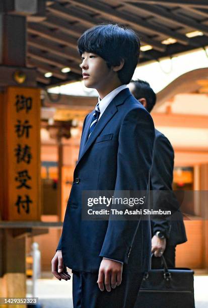 Prince Hisahito visits Ise Jingu Shrine on October 1, 2022 in Ise, Mie, Japan.