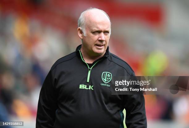 London Irish Director of Rugby Declan Kidney during the Gallagher Premiership Rugby match between London Irish and Bath Rugby at Community Stadium on...