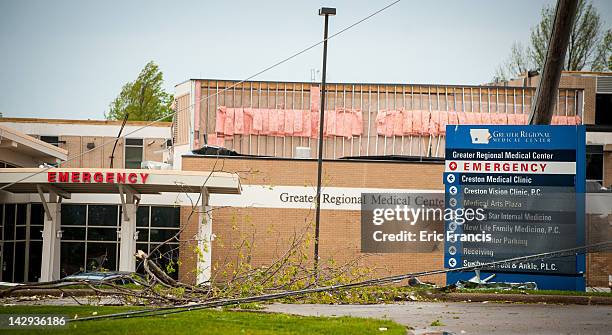 The Greater Regional Medical Center shows the damage from the Saturday evening tornado April 15, 2012 in Creston, Iowa. The storms were part of a...