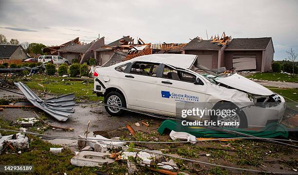 Greater Regional Medical Center vehicle was moved a block by a tornado April 15, 2012 in Creston, Iowa. Parts of the northern edge of Creston were...