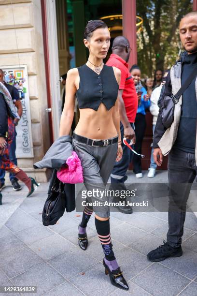 Bella Hadid attends the Paris Fashion Week - Womenswear Spring/Summer 2023 - Day Six on October 01, 2022 in Paris, France.