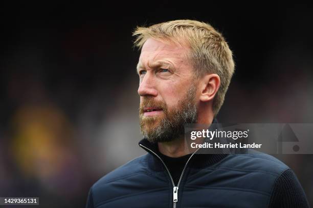 Graham Potter, Manager of Chelsea looks on prior to the Premier League match between Crystal Palace and Chelsea FC at Selhurst Park on October 01,...