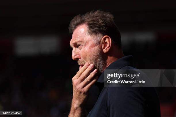 Ralph Hasenhuettl, Manager of Southampton looks on prior to the Premier League match between Southampton FC and Everton FC at Friends Provident St....