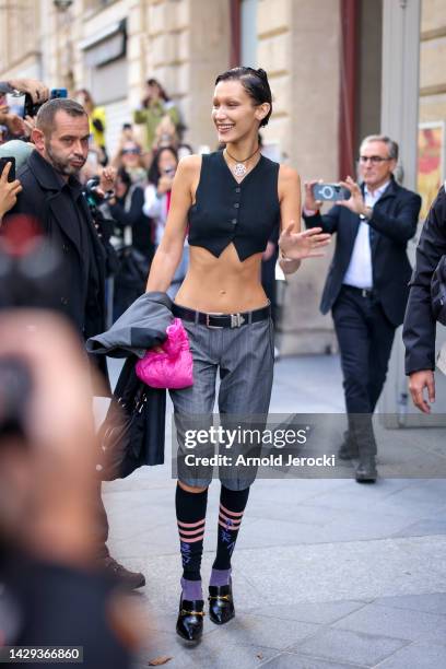 Bella Hadid attends the Paris Fashion Week - Womenswear Spring/Summer 2023 - Day Six on October 01, 2022 in Paris, France.