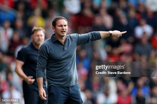 Frank Lampard, Manager of Everton reacts during the Premier League match between Southampton FC and Everton FC at Friends Provident St. Mary's...