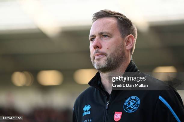 Michael Beale, Manager of Queens Park Rangers looks on during the Sky Bet Championship between Bristol City and Queens Park Rangers at Ashton Gate on...