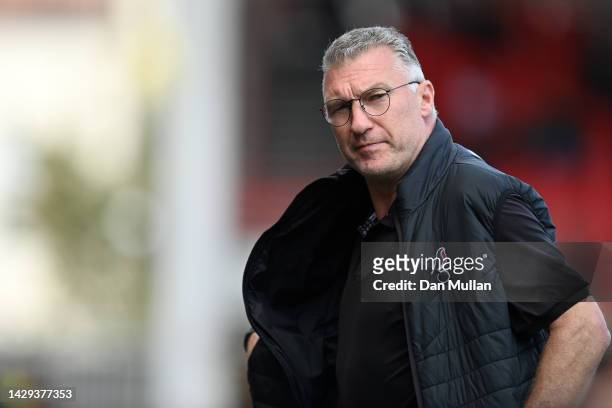 Nigel Pearson, Manager of Bristol City looks on prior to the Sky Bet Championship between Bristol City and Queens Park Rangers at Ashton Gate on...
