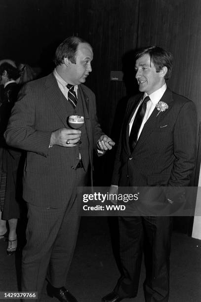 James Brady and John Lehman attend a party, following a performance of the play "The Little Foxes," at the Kennedy Center in Washington, D.C., on...