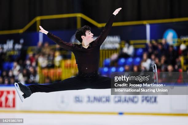 Joseph Klein of the United States competes in the Junior Men's Free Skating during the ISU Junior Grand Prix of Figure Skating at Olivia Ice Rink on...