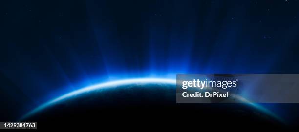 glowing planet earth - event horizon stock-fotos und bilder