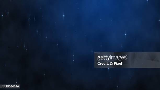 shiny particles / stars on dark blue gradient background - dark blue stock-fotos und bilder