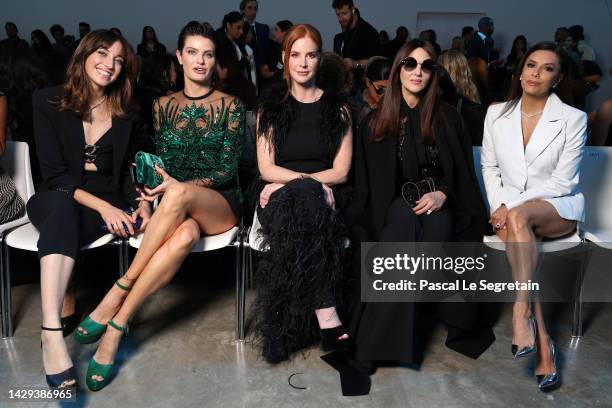 Camille Thomas, Isabeli Fontana, Sarah Rafferty, Monica Bellucci and Eva Longoria attend the Elie Saab Womenswear Spring/Summer 2023 show as part of...