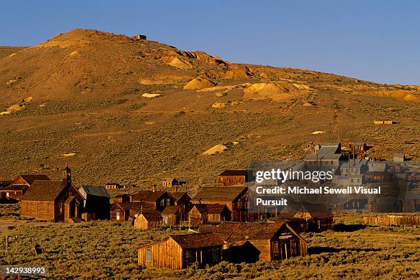 sunset view of bodie - abandoned mine stock pictures, royalty-free photos & images