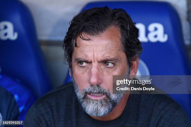 Quique Sanchez Flores, Head Coach of Getafe CF looks on prior to the LaLiga Santander match between Getafe CF and Real Valladolid CF at Coliseum...