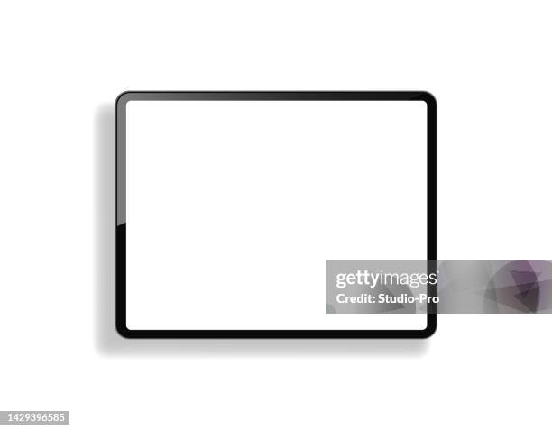 frontal tablet mockup template with horizontal empty white screen similar to ipad pro air - ipad horizontal stock illustrations