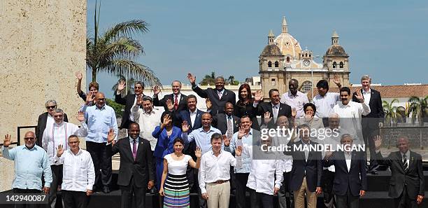 Brazil's President Dilma Rousseff, Belize's Deputy Prime Minister Gaspar Vega, Bahamas' Deputy Prime Minister Theodore Symonette, Antigua and...