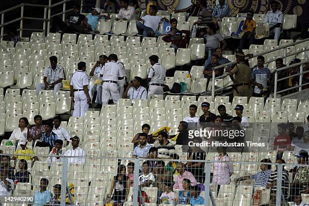 Empty stands at Eden Gardens during the IPL 5 cricket match played between Kings XI Punjab and Kolkata Knight Riders on April 15, 2012 in Kolkata,...