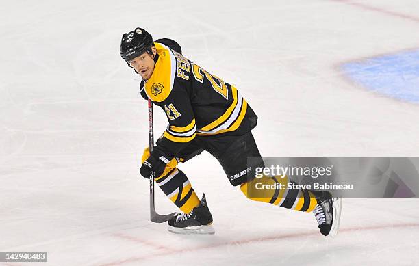 Andrew Ference of the Boston Bruins skates against the Washington Capitals in Game Two of the Eastern Conference Quarterfinals during the 2012 NHL...