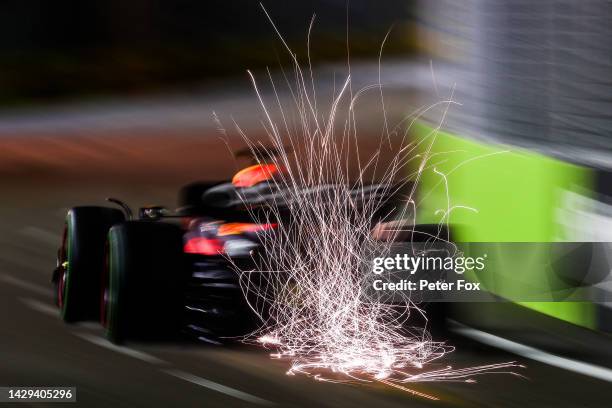 Max Verstappen of Red Bull Racing and The Netherlands during qualifying ahead of the F1 Grand Prix of Singapore at Marina Bay Street Circuit on...