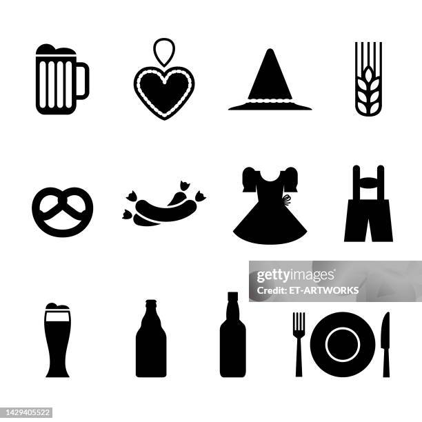 illustrations, cliparts, dessins animés et icônes de icônes du festival de la bière - vêtement traditionnel