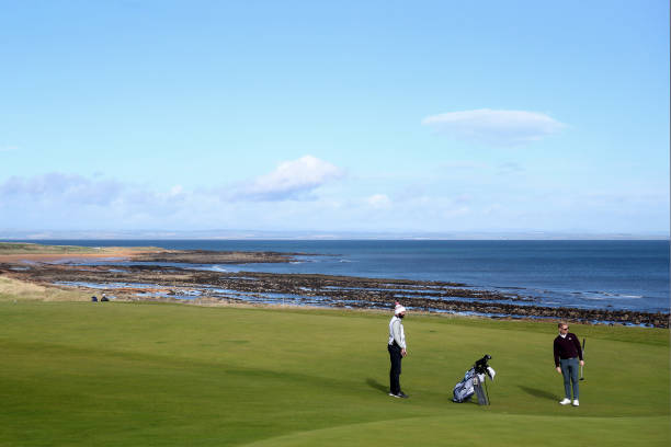 a general view as ronan keating plays on the 4th hole on day three of the alfred dunhill