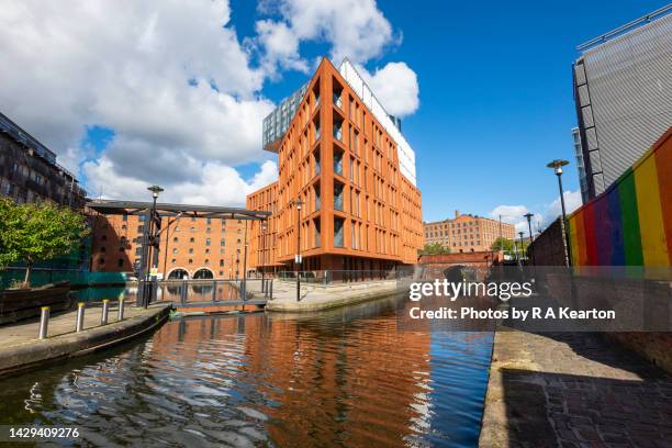 modern buildings by the rochdale canal in manchester, england - piccadilly stock pictures, royalty-free photos & images