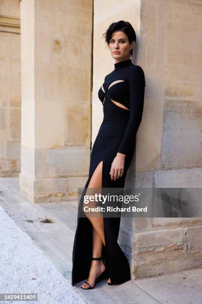 Isabeli Fontana attends the Monot Womenswear Spring/Summer 2023 show as part of Paris Fashion Week at Lycee Henry IV on October 01, 2022 in Paris,...
