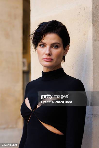 Isabeli Fontana attends the Monot Womenswear Spring/Summer 2023 show as part of Paris Fashion Week at Lycee Henry IV on October 01, 2022 in Paris,...
